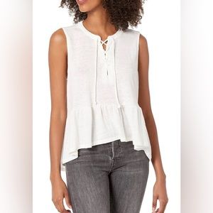 NWOT Lucky Brand Women's Linen Stretch Sleeveless Top in White Size M